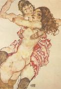Egon Schiele Two Girls Embracing (Two Friends) (mk12) oil painting on canvas
